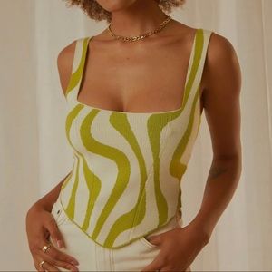 Alfresco Nights Bustier Top - Lime Wave- NWOT